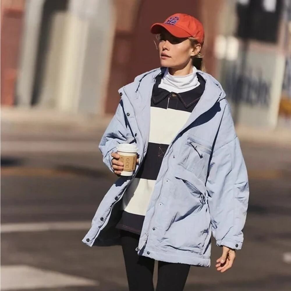 NWT FREE PEOPLE Billie Boxy Lightweight Insulated Jacket $248 M-L Steel Gray